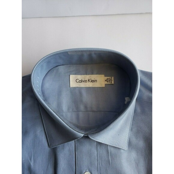 Calvin Klein Designer's Men's Long Sleeve Blue Dress Shirt 16"  34" x 35" NEW - Picture 4 of 11